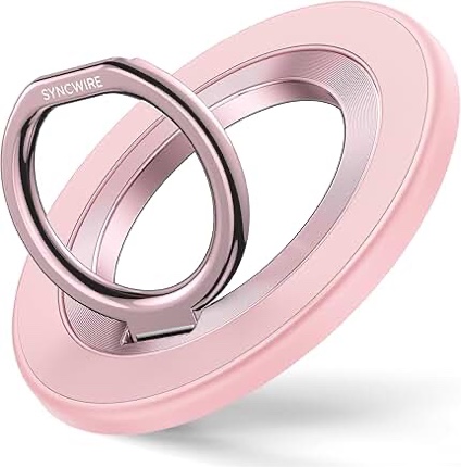 Syncwire Magnetic Phone Ring Holder for MagSafe, Magnetic Phone Ring Stand Finger Grip Kickstand with Two-Sided Magnet for MagSafe Car Mount Compatible iPhone,Android,MagSafe Accessories, Light Pink