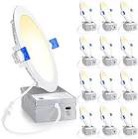 Ensenior 6 Pack 6 Inch Ultra-Thin LED Recessed Ceiling Light with Junction Box, 2700K/3000K/3500K/4000K/5000K Selectable, 12W 110W Eqv, Dimmable, 1050LM High Brightness - ETL and Energy Star