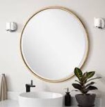 Gold Circle Wall Mirror 36 Inch Round Wall Mirror for Entryways, Washrooms, Living Rooms and More (Gold, 36")