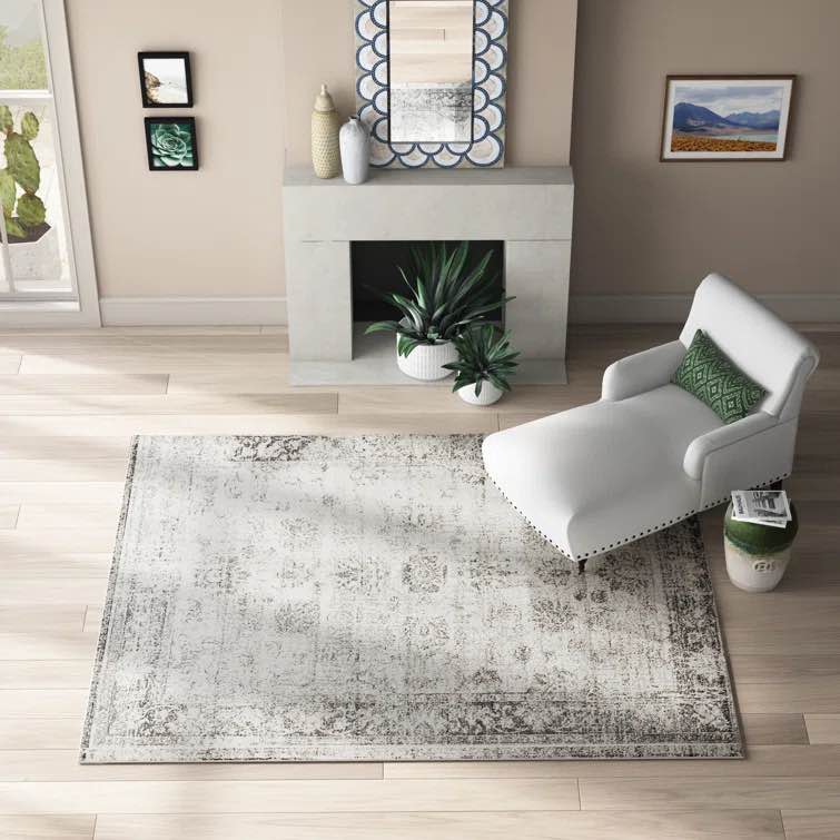 Brandt Floral Grey Area Rug