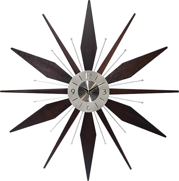 30" Utopia Wall Clock Walnut Brown 