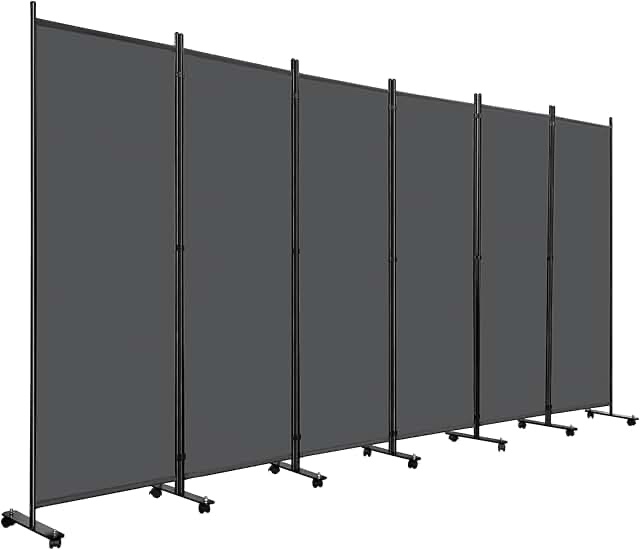 6 Panel Folding Privacy Screen, 10 ft. Extra Wide Partition Room Divider Portable Office Walls Dividers Room Separator, Black