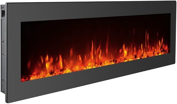40'' White Fireplace Comes With Realistic Crystal Stones, 8 Flame Colors & 5 Brightness Levels