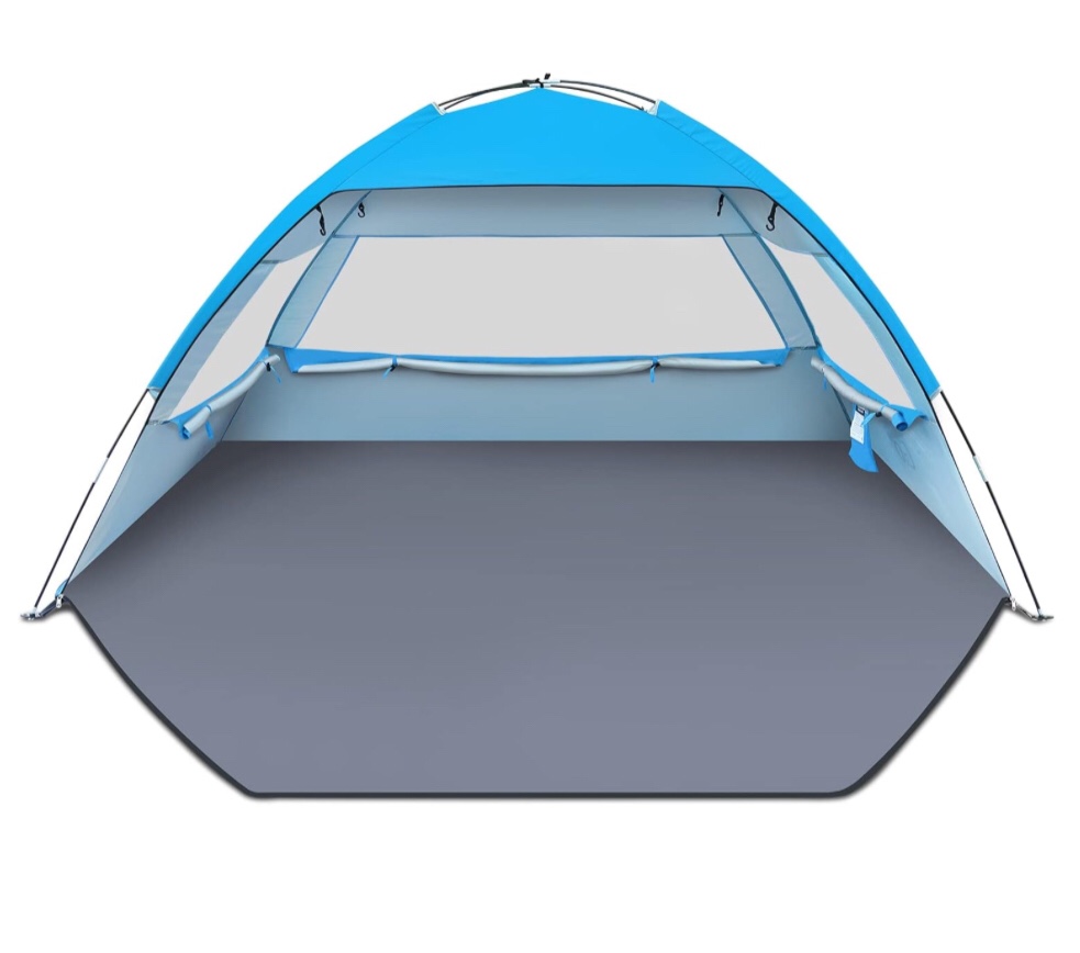 ( phone similar) Beach Tent for 3-4 Person - Easy Setup and Portable Beach Shade Sun Shelter Canopy 