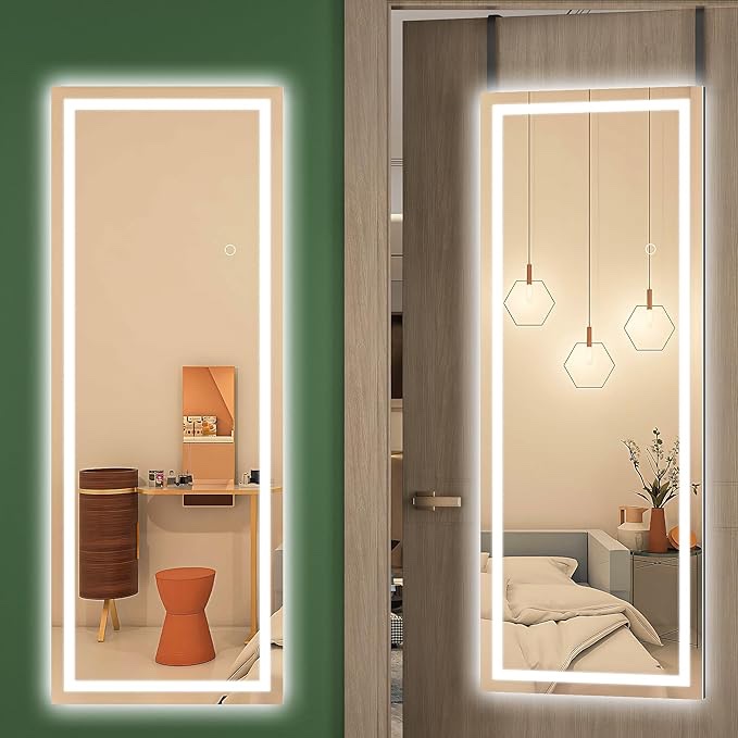 Hasipu Door Mirror Full Length, 47 x 18 Inch Full Body Wall Mirror Over The Door Hanging Mirror for Bedroom, Living Room, Cloakroom