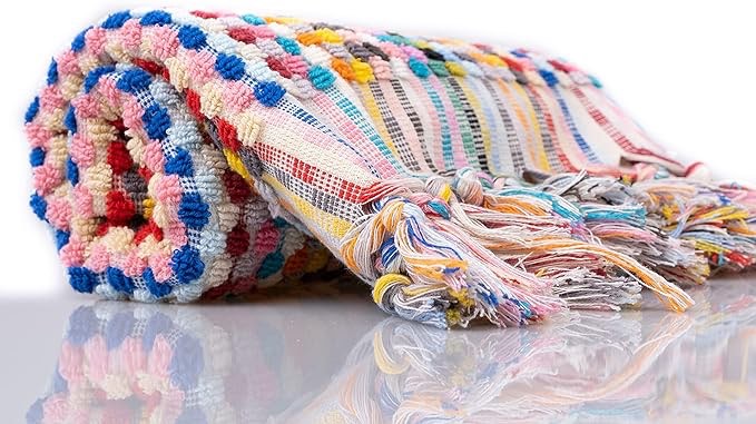 Organic Turkish Towel 33x72 Inches, Turkish Bath Towel, Beach Towel, Multicolor Soft%100 Cotton Fluffy Towel, Face Hand Towel, Thick Rainbow Towel (Multicolor-2, 33x72)