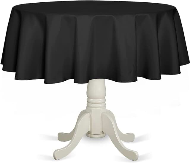 6 Pack 60 Inch Round Tablecloth Suitable for 20-48 Inch Round Tables Reusable Water Resistant Spill Proof Washable Table Covers for Christmas Banquets Buffet Wedding Party (Black)