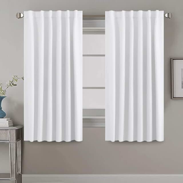 H.VERSAILTEX White Curtains Thermal Insulated Window Treatment Panels Room Darkening Privacy Assured Drapes for Living Room Back Tab/Rod Pocket Bedroom Draperies, 52 x 84 Inch, 2 Panels 52"W x 84"L White