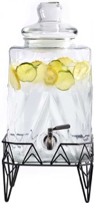 Style Setter Glass Beverage Dispenser with Metal Rack
