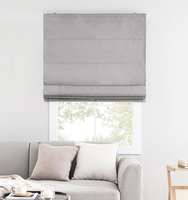 Roman Shades for Windows Cordless, Fabric Roman Window Shades for Bedroom, Living Room and Home, Room Darkening Light Filtering Roman Blinds for Windows and French Doors