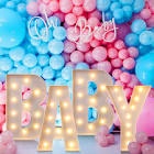 Retisee 3.3 Feet Marquee Letter Lights Baby Light up Mosaic Baby Sign Letters Decoration Set with Light String Marquee Mosaic Balloons Frame for Baby Shower Birthday Party Supplies