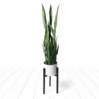 flybold Fake Snake Plant Faux Snake Plant,Large Faux Sansevieria Plant Artificial with 7 Tall Leaves Thick Durable Pot for Indoor Modern Decor Mother in Law Tongue Plant (Green, 16 Inch)