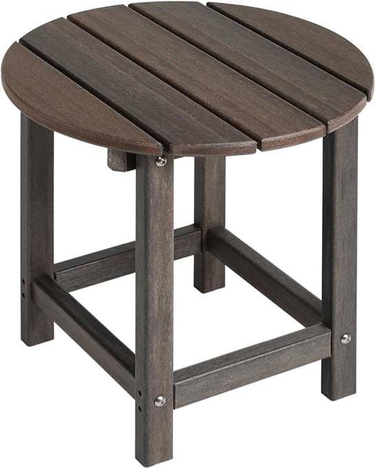LZRS Round Adirondack Side Table End Table, Outdoor Side Tables for Patio, Backyard,Pool, Indoor Companion, Easy Maintenance & Weather Resistant(Black)
