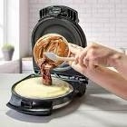 Stuffed Pancake Maker- Make a GIANT Stuffed Waffle or Pan Cake in Minutes- Add Fillings for Delicious Breakfast or Dessert Treat, Electric, Nonstick w Silicone Batter Funnel - Fun Holiday Kitchen Gift