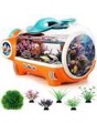 Kids Fish Tank Toy, 1 Gallon Plastic Aquarium with Colorful Light and Decor, Detachable lid Design for Easy Maintenance, Ideal Boys Girls Birthday Gifts