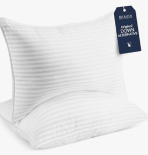 Beckham Hotel Collection Bed Pillows Standard / Queen Size Set of 2 - Down Alternative Bedding Gel Cooling Pillow for Back, Stomach or Side Sleepers