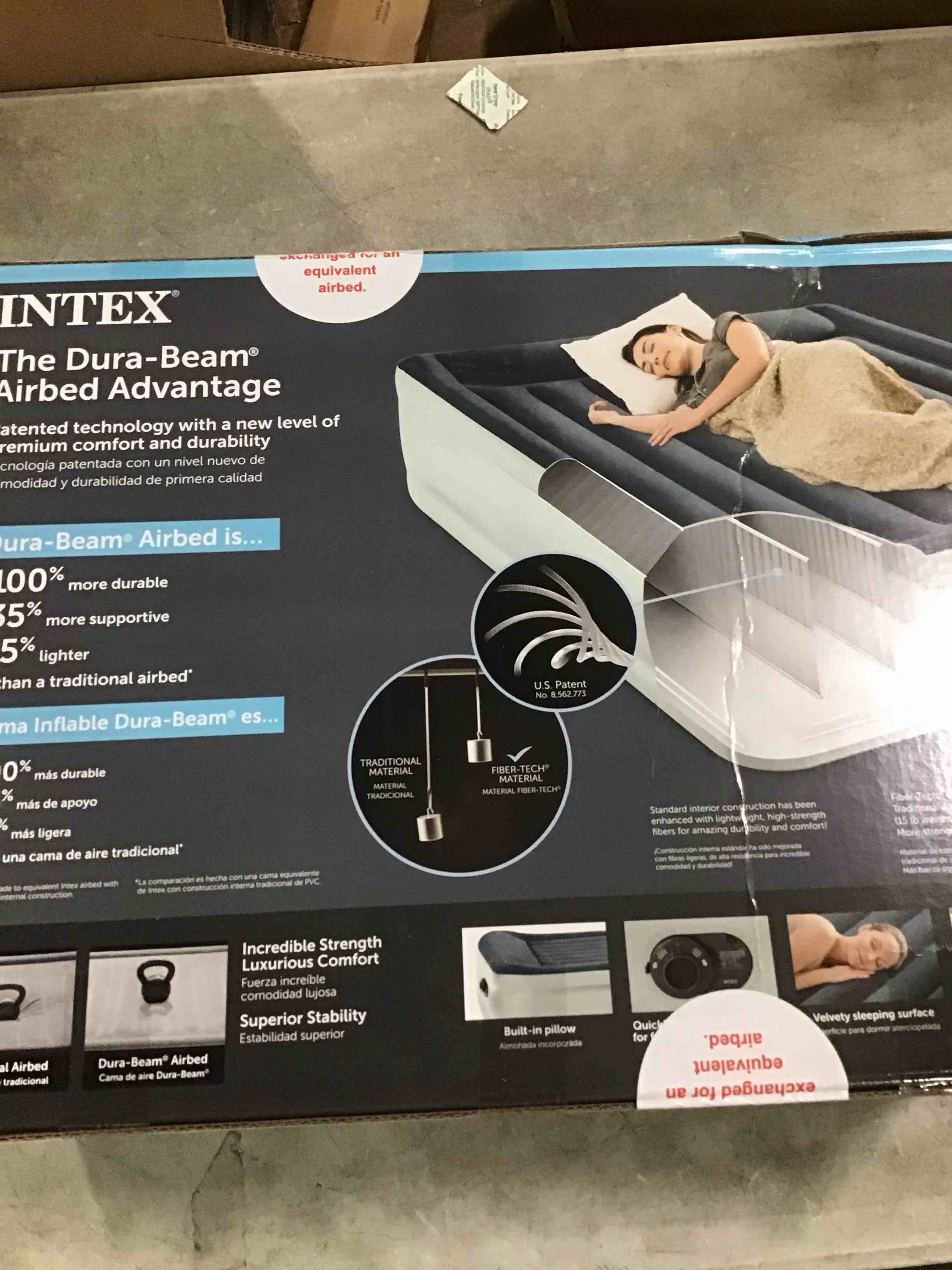 Intex Elevated 18  Premium Comfort Queen Air Mattress with Internal Pump