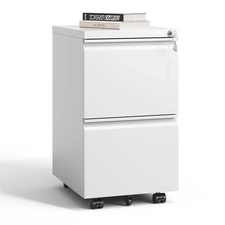 Markiese 14.69'' Wide 2-Drawer Vertical Mobile Steel File Cabinet With Lock Fully Assembled