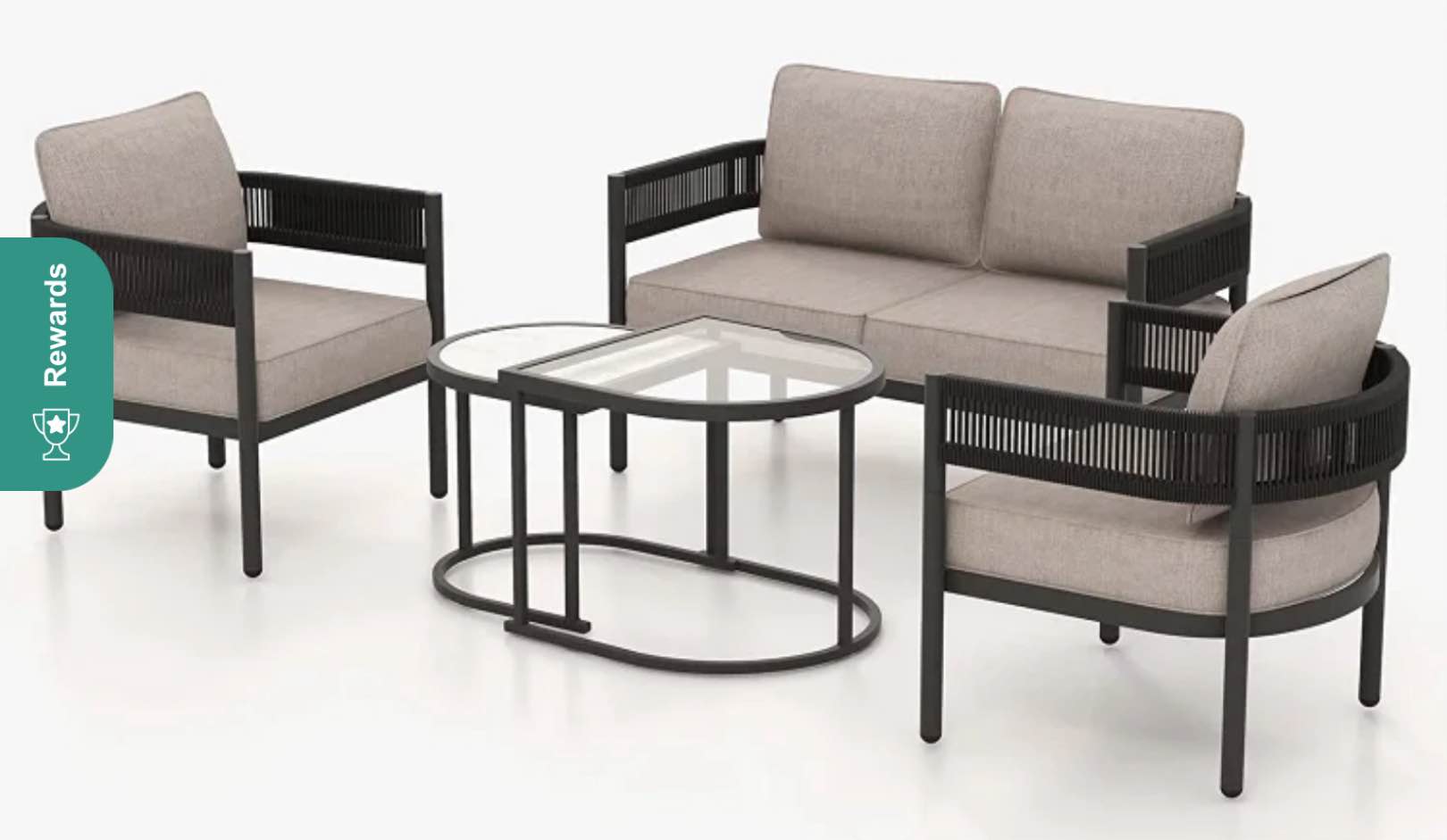 4 Piece Seating Group with Cushions *incomplete,box 2/2 only* 