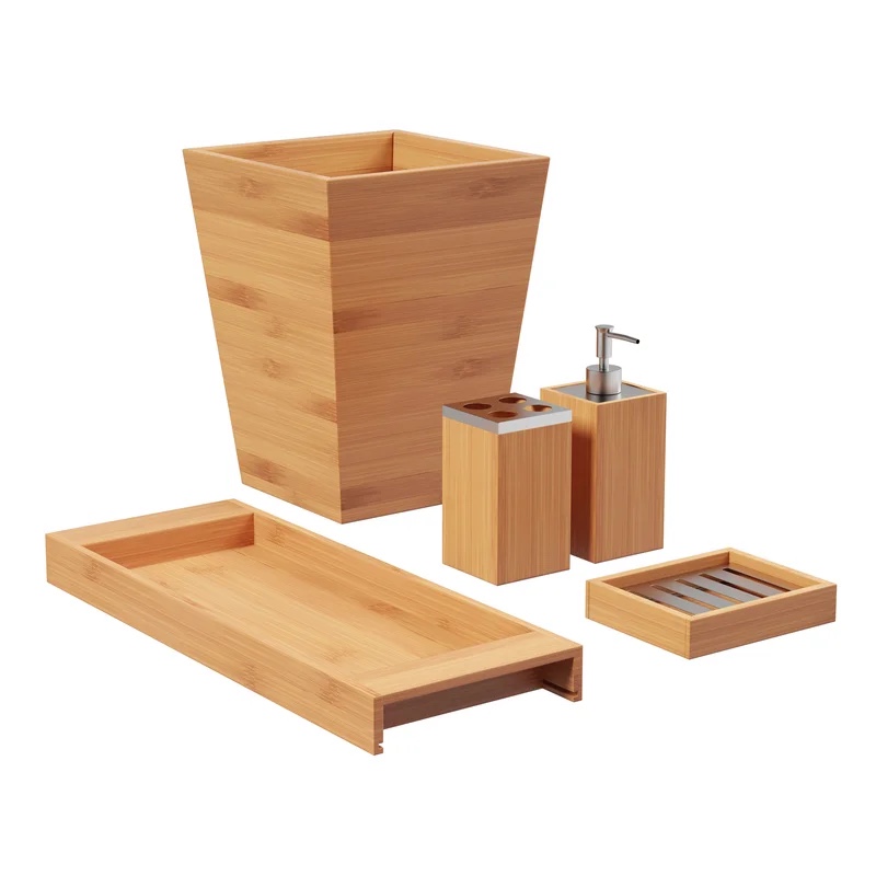 Savoy 5-Piece Bathroom Decor Set - Vanity Accessories with Soap Dish, Tray, and More