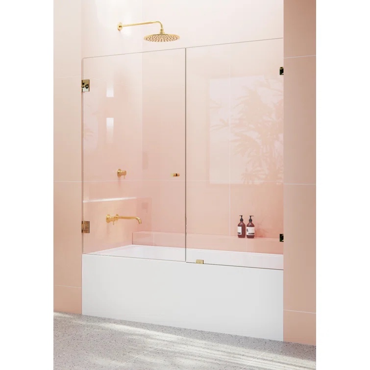 Illume 60 in. x 58.25 in. Fully Frameless Hinge Bathtub Door