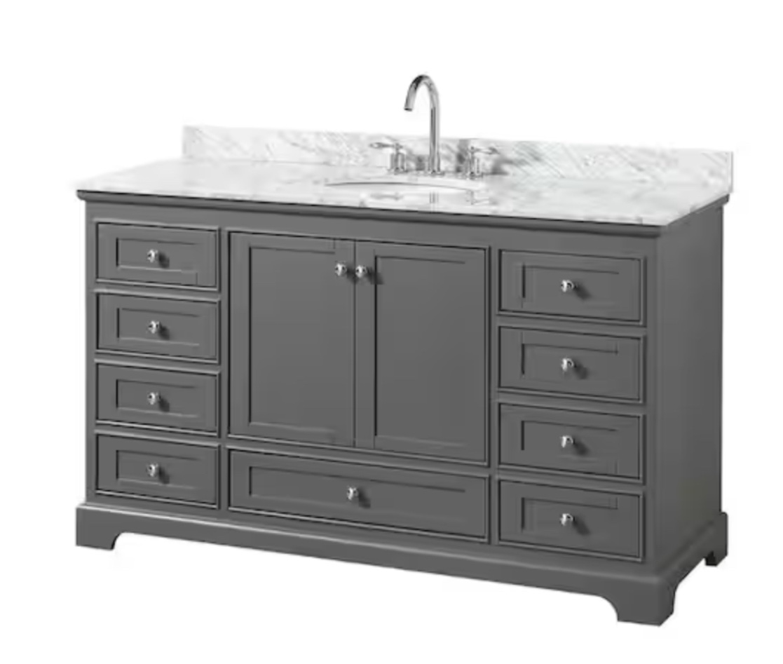 Deborah 60 in. Single Bathroom Vanity in Dark Gray  *incomplete,vanity cabinet only* 