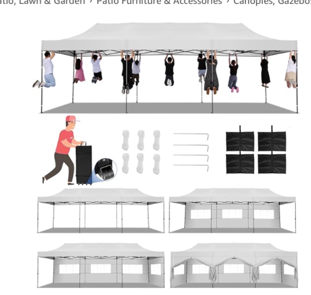 30 Ft. W x 10 Ft. D Steel Pop-up Canopy