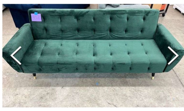 GREEN TUFTED CONVERTIBLE SOFA(incomplete missing pieces)