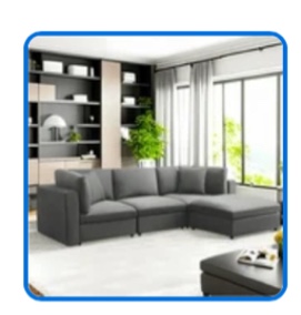 Mixoy Velvet Convertible Sectional Sofa Couch, Oversized Modern L-Shaped 3-Seat Sofa Sectional with Reversible Chaise for Living Room,Office (Light Gray) ( incomplete 1 piece only) 