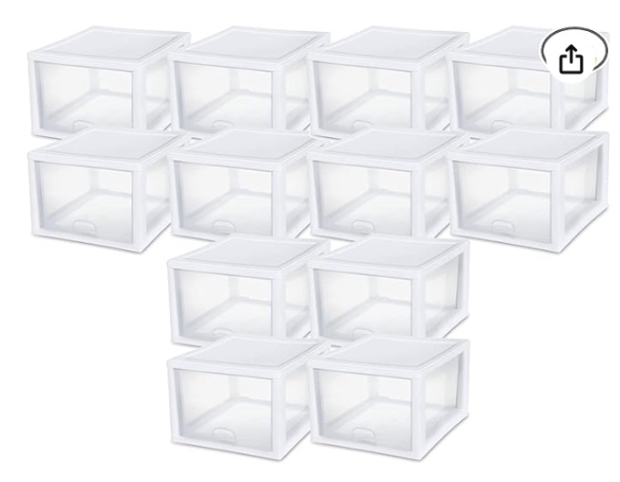 Sterilite Stacking Storage Drawer, Stackable Bin Drawer Organize Shoes, Clothes in Home Closet( incomplete 2 pieces only) 