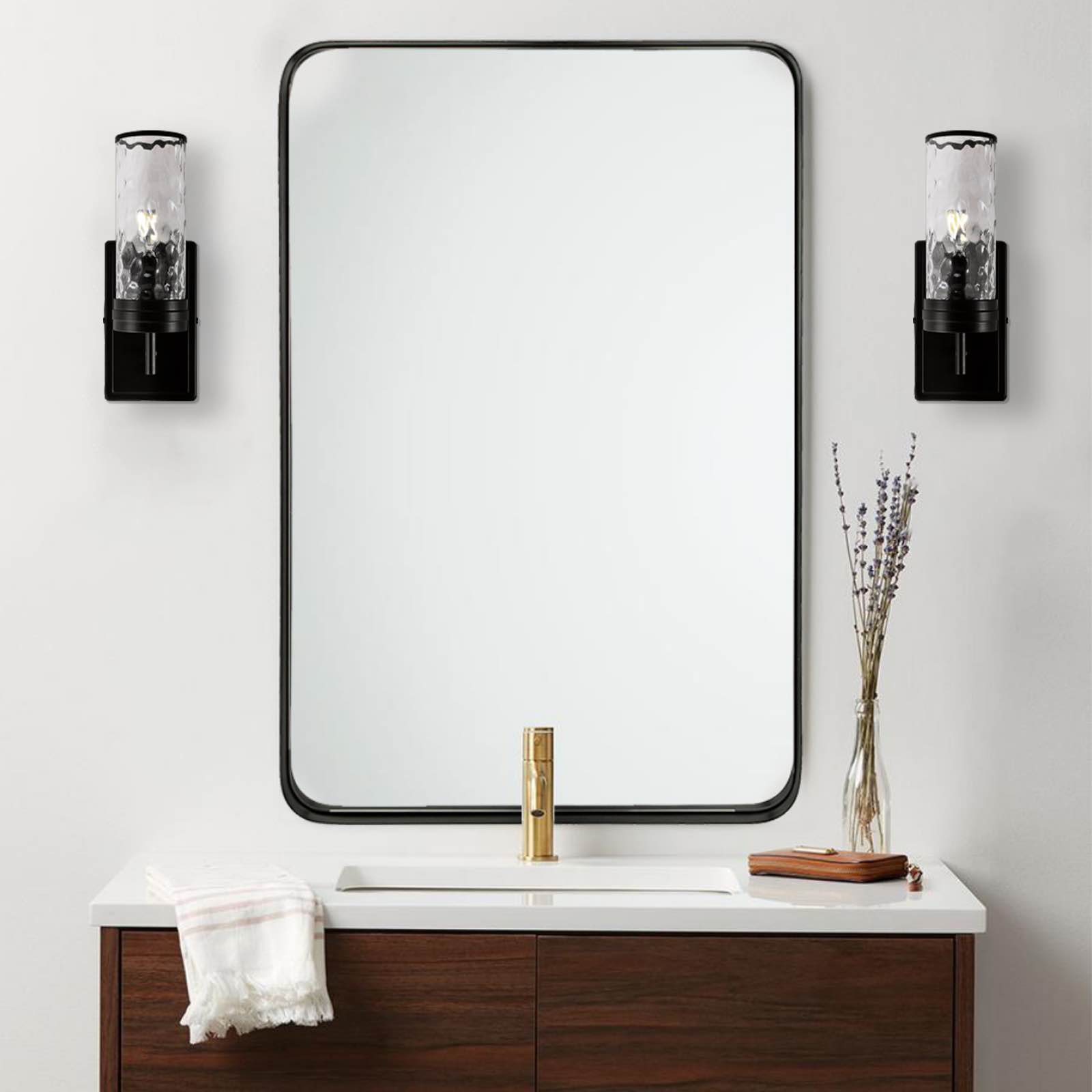 Modern Rounded Rectangle Mirror for Bathroom/ Vanity/ Wall | Stainless Steel Frame