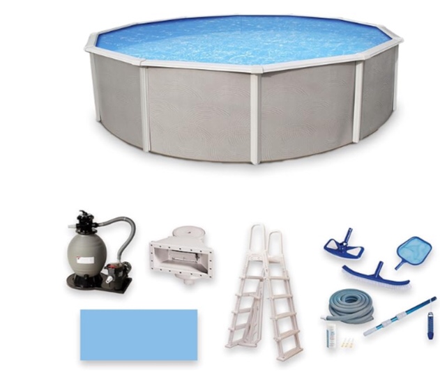 (incomplete pool wall only)Blue Wave Belize 18-Feet Round 52-Inch Deep 6-Inch Top Rail Metal Wall Swimming Pool Package