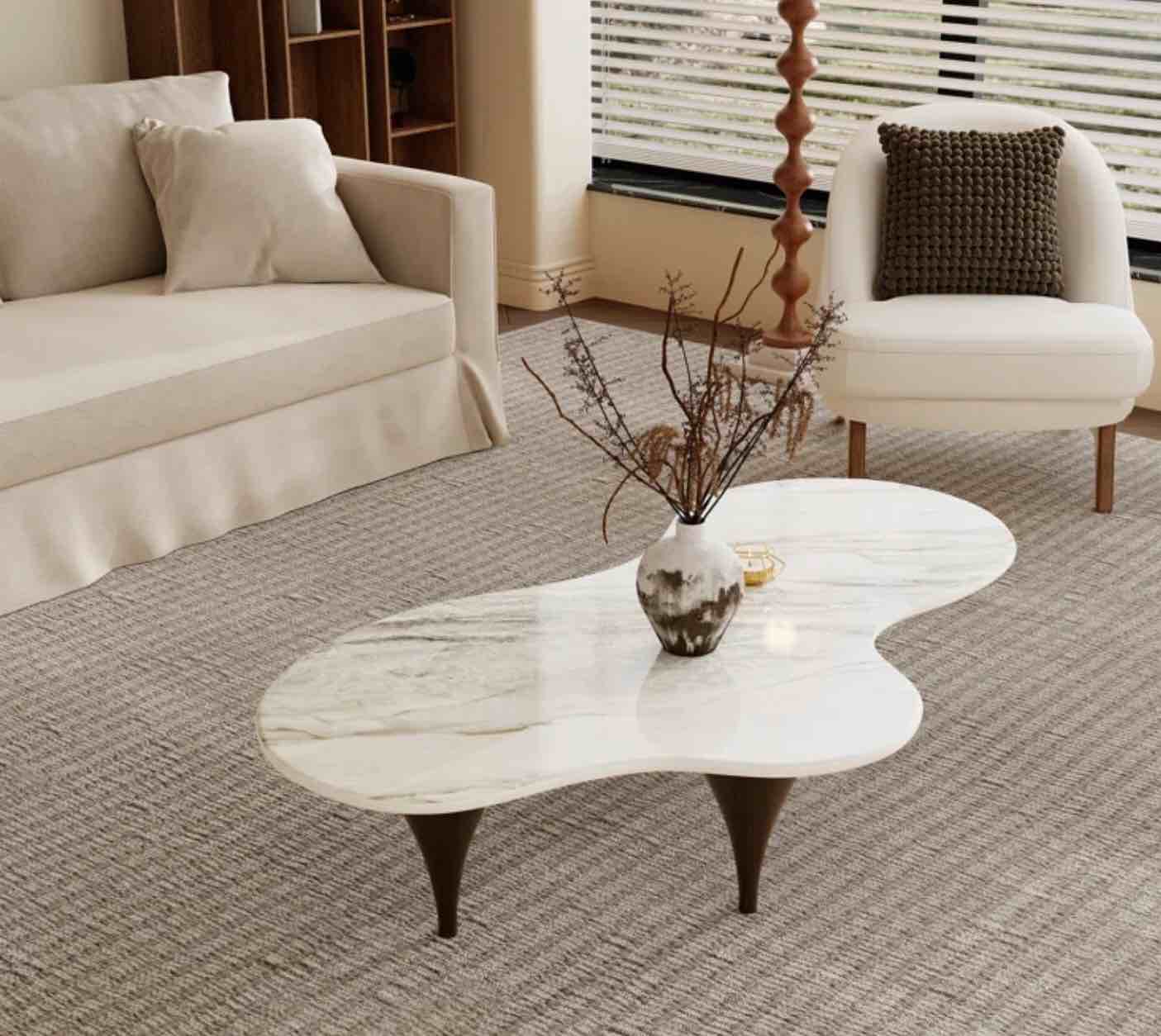 55 inch Sintered Stone Coffee Table with 3 legs