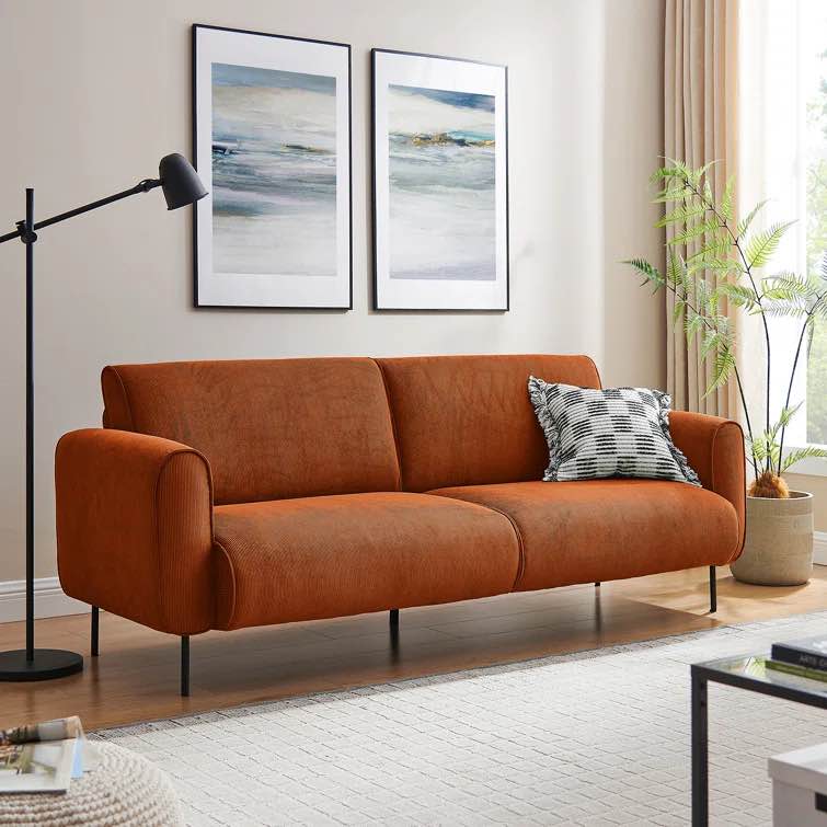 Minimore Modern Style 83.95'' Upholstered Sofa with Corduroy Fabric