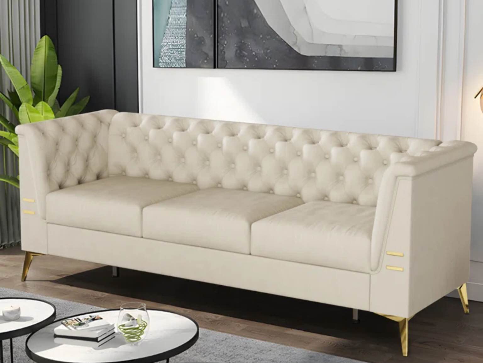 Gordhan 82.8" Wide Tufted Chesterfield Sofa(incomplete cushions only)