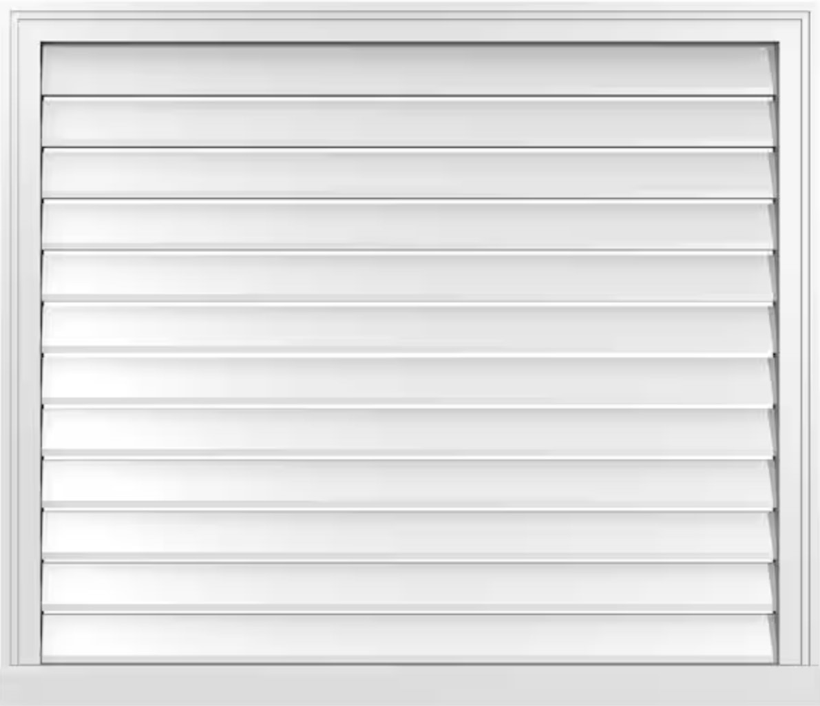 42" x 36" Vertical Surface Mount PVC Gable Vent: Functional with Brickmould Sill Frame