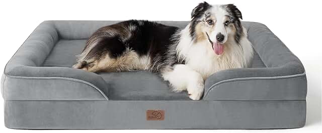 Bedsure Orthopedic Dog Bed for Extra Large Dogs - XL Washable Dog Sofa Bed Large, Supportive Foam Pet Couch Bed with Removable Washable Cover, Waterproof Lining and Nonskid Bottom, Grey