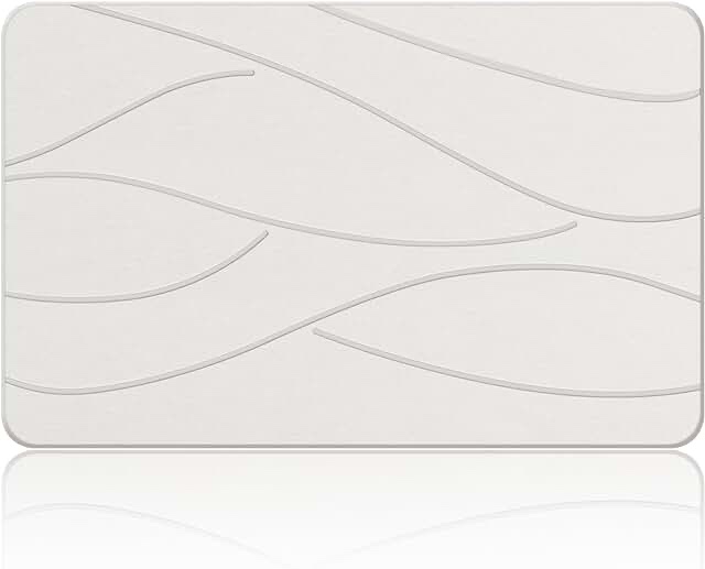 Veeloim Stone Bath Mat Diatomaceous Earth Bath Mat Super Absorbent Stone Bath Mats for Bathroom/Kitchen Counter Quick Drying Diatomite Bath Stone Mat Natural Non-Slip Easy to Clean(23.6×15.4")