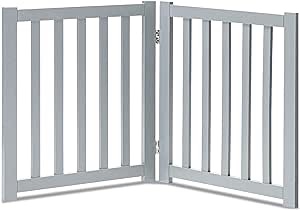 LZRS Solid Hardwood Freestanding Pet Gate,Wooden Dog Gates for Doorways,Nature Wood Dog Gates for The House,Dog Gate for Stairs,Freestanding Indoor Gate Safety Fence,White,24" Height-2 Panels 24"Height-2 Panel White
