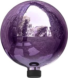 Alpine Corporation 10" Indoor/Outdoor Glass Gazing Globe Festive Yard Décor, Purple