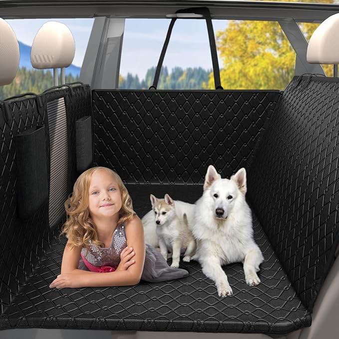 TKYZ Dog Back Seat Extender for Truck,Truck Dog Seat Cover Back Seat,Dog Hammock for Truck,Dog Bed for Truck,Non Inflatable Car Bed Mattress Pet Seat Covers for F150/RAM1500/Silverado (Black)