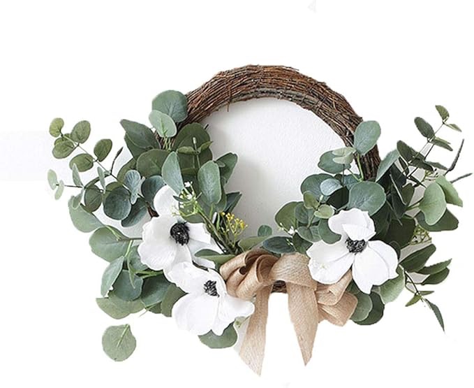 similar Garland Vines Hanging, Artificial Sunflower Wreath 50Cm Spring Decoration Green Leaf Silk Flower Garland, Front Door Office Wall Garden Wedding Celebration Decoration,White