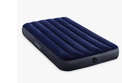INTEX 64757E Dura-Beam Standard Downy Air Mattress: Fiber-Tech – Twin Size – 10in Bed Height – 300lb Weight Capacity – Pump Sold Separately Blue