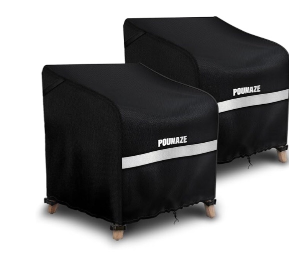 Patio Chair Covers Waterproof 2 Pack, Garden Sofa Chair Covers, Lawn Outdoor Chair Covers Fits up to 32''Wx37''Dx36''H inches, Black