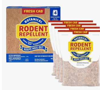 Fresh Cab Rodent Repellent - Botanical Pest Control for Indoor Use - Safe for Kids & Pets When Used As Directed - Made with Plant Fibers, Balsam Fir Essential Oil & Fragrance - 4-Pack