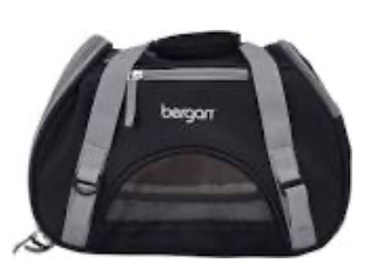 Coastal Pet Bergan Comfort Carrier - Cat and Dog Carrier - Black and Grey  16  x 8  x 11