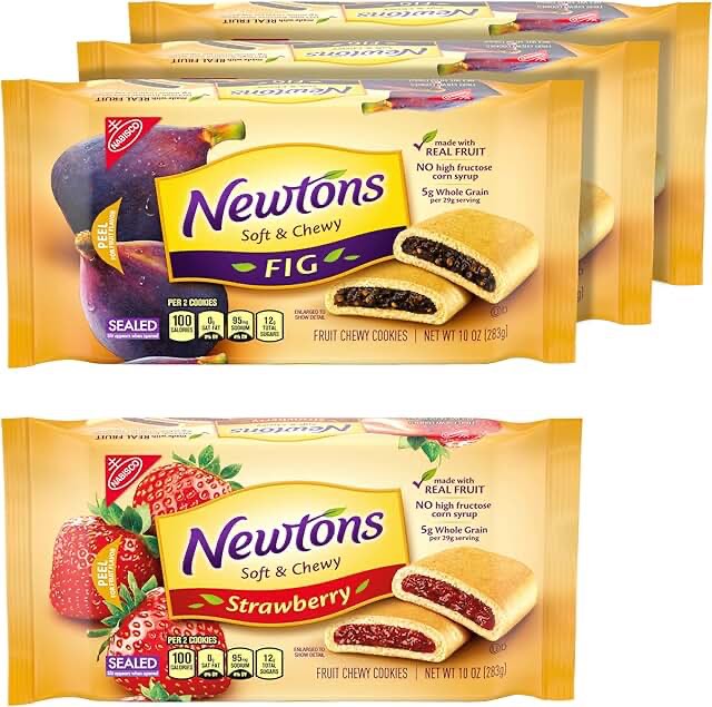 Newtons Soft & Chewy Cookies Variety Pack, Newtons Fig Cookies and Strawberry Cookies, 4 Packs Fig and Strawberry 1 Count (Pack of 4)