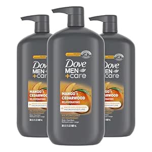 DOVE MEN + CARE Body and Face Wash Rejuvenating Mango + Cedarwood 3 Pack for Men, with 24-Hour Nourishing Micromoisture Technology, 30 oz