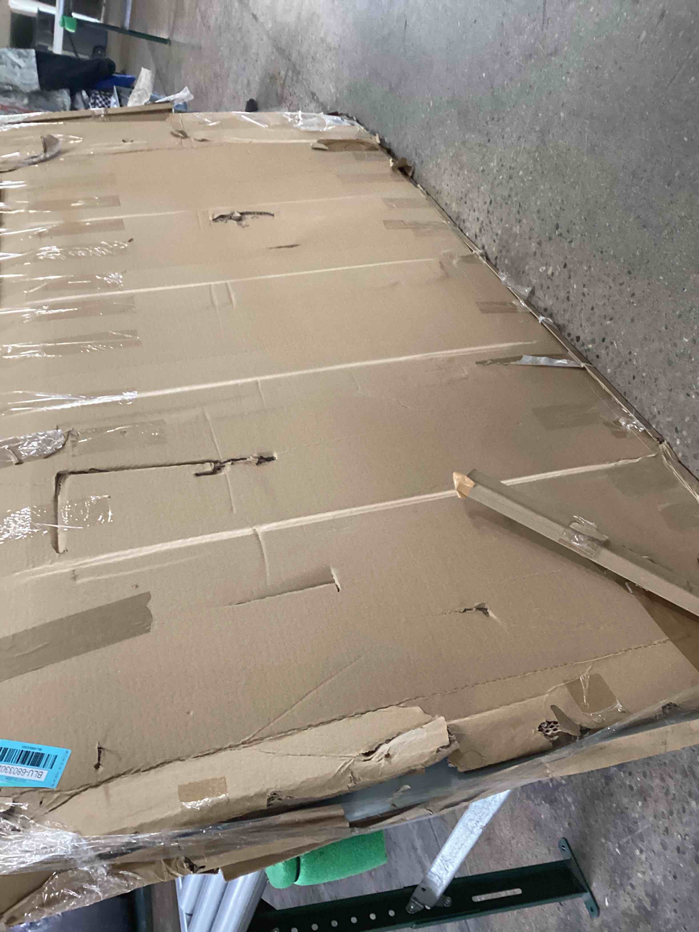 Condition photo showing As Is for 96”x48” magnetic glass board white 