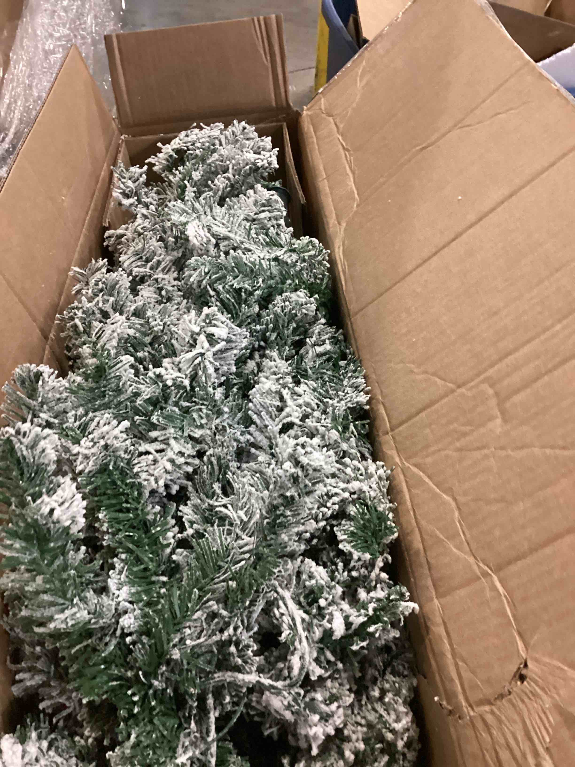 Pencil Artificial Christmas Tree w/ Lights, Flocked Xmas Tree